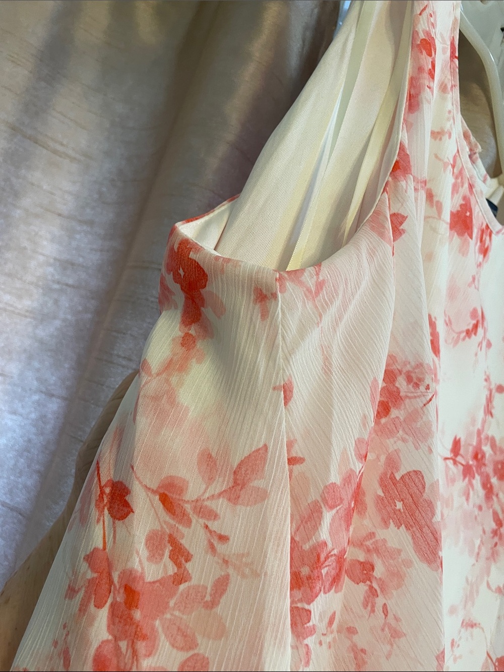 Tommy Hilfiger White Midi Dress with Coral Floral Overlay - Picture 7 of 13